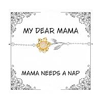 Funny Mama Gifts, Mama Needs A Nap, Mama Sunflower Bracelet From Daughter, Jewelry For Mother