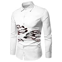 Mens Dress Shirt Halloween Party Shirt Button Down Long Sleeve Blood Retro Graphic Regular Lapel Cosplay Vintage Shirt