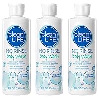 No-Rinse Body Wash, 8 fl oz - Leaves Skin Clean, Moisturized and Odor-Free, Rinse-Free Formula (Pack of 3)