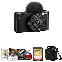 Sony ZV-1F Vlogging Camera, Black Bundle with Corel Mac Software Kit, 32GB SD Card, Shoulder Bag