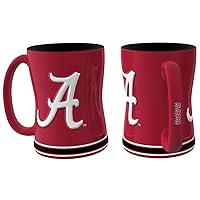 Boelter Brands NCAA Alabama Crimson Tide Unisex 14oz Sculpted Reliefcoffee Mug, Red, 14 Ounce