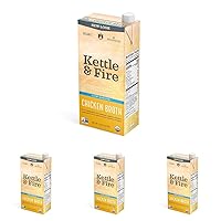 Kettle & Fire Organic Low Sodium Chicken Broth, 32 OZ (Pack of 4)