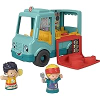 Fisher-Price Little People Musical Toddler Toy Serve It Up Food Truck Vehicle with 2 Figures for Pretend Play Ages 1+ Years