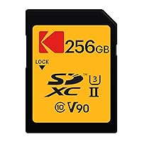 Kodak SDXC 256GB UHS-II U3 V90 Ultra Pro Memory Card - Up to 300MB/s Read Speed and 270MB/s Write Speed