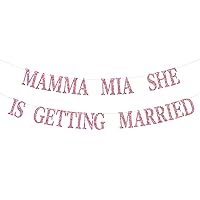 Mamma Mia She is Getting Married Banner, From Miss to Mrs, Bride to Be Hanging Decor, Pink Glitter Engagement Party Decorations