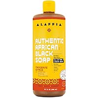 Skin Care, Authentic African Black Soap, All in One Liquid Soap, Moisturizing Face Wash, Sensitive Skin Body Wash, Shampoo, Shaving Soap, Shea Butter, Tangerine Citrus, 32 Fl Oz