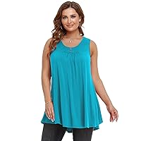 LARACE Sleeveless Tops for Womens Summer Clothes Plus Size Tunic Tank Scoop Neck Tee Button Up Shirt