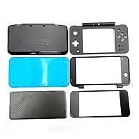 New2DSXL Extra Housing Case Shells Black/Blue 6 PCS Full Set Replacement, for New 2DS XL LL 2DSXL 2DSLL New2DSLL Game Consoles, Outer Enclosure Top & Bottom Cover Plates Faceplate Backplate