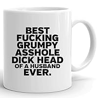 Husband Mug Dad Cup - Mens Best Asshole Husband Grumpy Dick Head 11 Oz White Mugs for Men