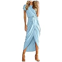 XJYIOEWT Corset Dress for Women Formal,Summer Slit Maxi Solid Long Dress Casual Short Party Sleeve Women's Women's Dress