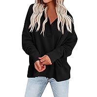 Women's Sweatshirt Thumb Hole Henley Button Long Sleeve Casual 2023 Fall Winter Fashion Pullover Tunic Tops