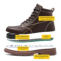 Men's Steel Toe Industrial Construction Work Boots，Fashion Leather Safety Shoes for Men