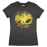 Disney Womens' The Lion King Hakuna Matata Silhouette with Foliage T-Shirt