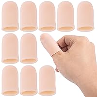 ANCIRS 10pcs Gel Finger Support Protector Caps Gloves, Gel Finger Cots/Covers, Silicone Fingertips for Hands Cracking, Eczema Skin, Trigger Finger Arthritis Pain Relief
