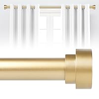 Gold Curtain Rods for Windows 48 to 84 Inch,1 Inch Heavy Duty Curtain Rods,Adjustable Curtain Rod,Modern Drapery Rods,Window Curtains Rod 36-88,Brass