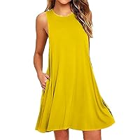 Summer Dresses for Women 2024 Sleeveless Beach Sundress Swimsuit Cover Ups Swing Casual Loose Solid Tank Shirt Dress