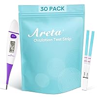 Areta Ovulation Test Strips Kit: 30 Tests | Accurate & Reliable for Women + Easy@Home Basal Body Thermometer: BBT for Fertility Prediction with Memory Recall