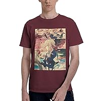 Violet Evergarden T-Shirt Novelty Man's Latest Fashion Animation Design Style Short Sleeve Shirts Burgundy