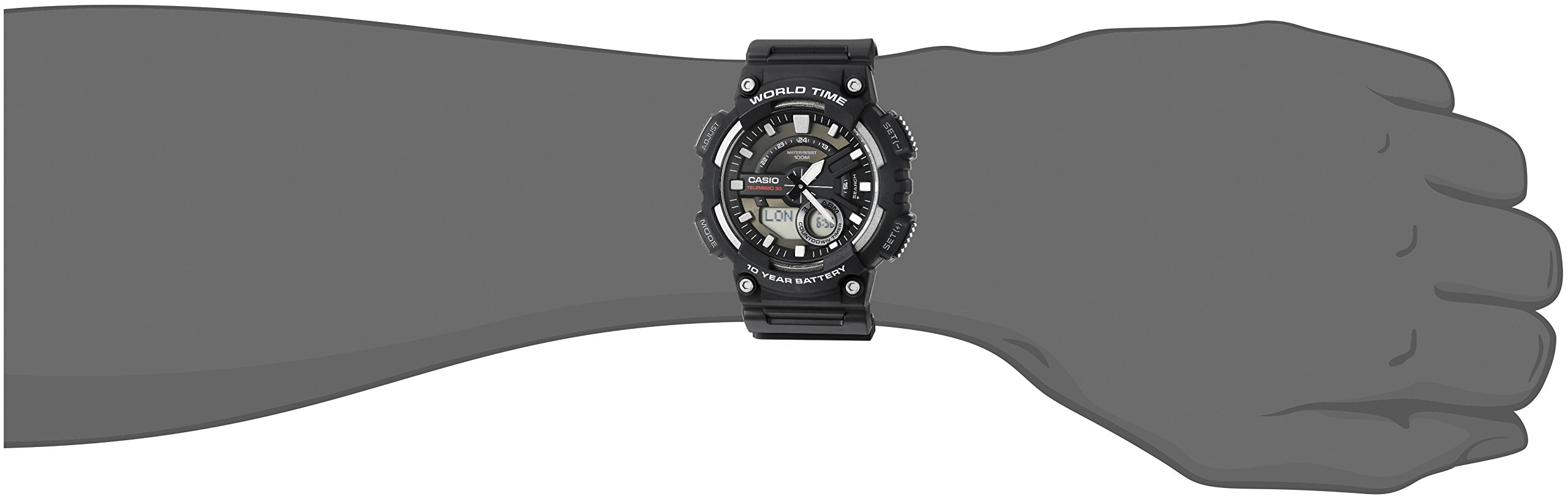 Casio Men's AEQ110W-1AV Analog and Digital Quartz Black Watch