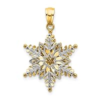 14K Yellow & White Gold Textured 2 Level Snowflake Pendant