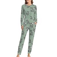 You Had Me at Tacos Womens Pajama Sets Long Sleeve Top And Pants Soft Comfortable Sleepwear Loungewear Set