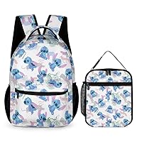 2 PCS Cartoon Backpack School Bookbag Backpack With Lunch Bag for Teen Students 1111
