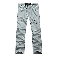 Men's Hiking Pants with Zipper Pocket, Lightweight Quick Dry Waterproof Pants, Detachable Outdoor Cargo Trousers