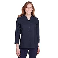 D&J Ladies Crown Collection Stretch Broadcloth 3/4 Sleeve Blouse 2XL NAVY