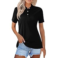 Classic Long Pub Shirts Women Short Sleeve Mother's Day Slim Fit Coloured Top Womens Cool V Neck Cotton Tops Black L