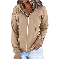 Women's Oversized Zip Up Hoodies Sweatshirts Y2K Clothes Teen Girl Fall Casual Drawstring Jackets with Pockets