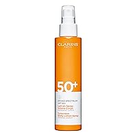 Clarins NEW Body Sunscreen Lotion Spray | Broad Spectrum SPF 50+ | UVA/UVB Protection | Lightweight and No White Cast | Enriched with Antioxidants | All Skin Types, including Sensitive Skin | 5 Ounces