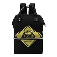 Game Mode on Warning Sign Durable Travel Laptop Hiking Backpack Waterproof Fashion Print Bag for Work Park Black-Style