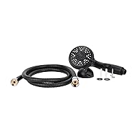 Camco Complete RV/Marine Shower Head Kit | Features Convenient On/Off Switch for Water Efficient Showers | 5 Spray Patterns | Black (43744)