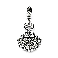 925 Sterling Silver Marcasite Pendant Necklace Measures 25x17mm Wide Jewelry for Women