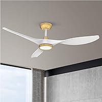 Ceiling Fans with Lights,Large Airflow 52inch Modern Ceiling Fan with Quite Reversible DC Motor 3 Color Temperature LED Light (White Gold)