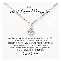 To My Unbiological Daughter Necklace, Alluring Beauty Necklace Necklace For Daughter From Dad, Gifts For Your Bonus Daughter, Unique Jewelry For Step Daughter With Message Card And Amazing Box