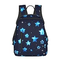 Blue Shining Stars Print Simple And Lightweight Leisure Backpack, Men'S And Women'S Fashionable Travel Backpack