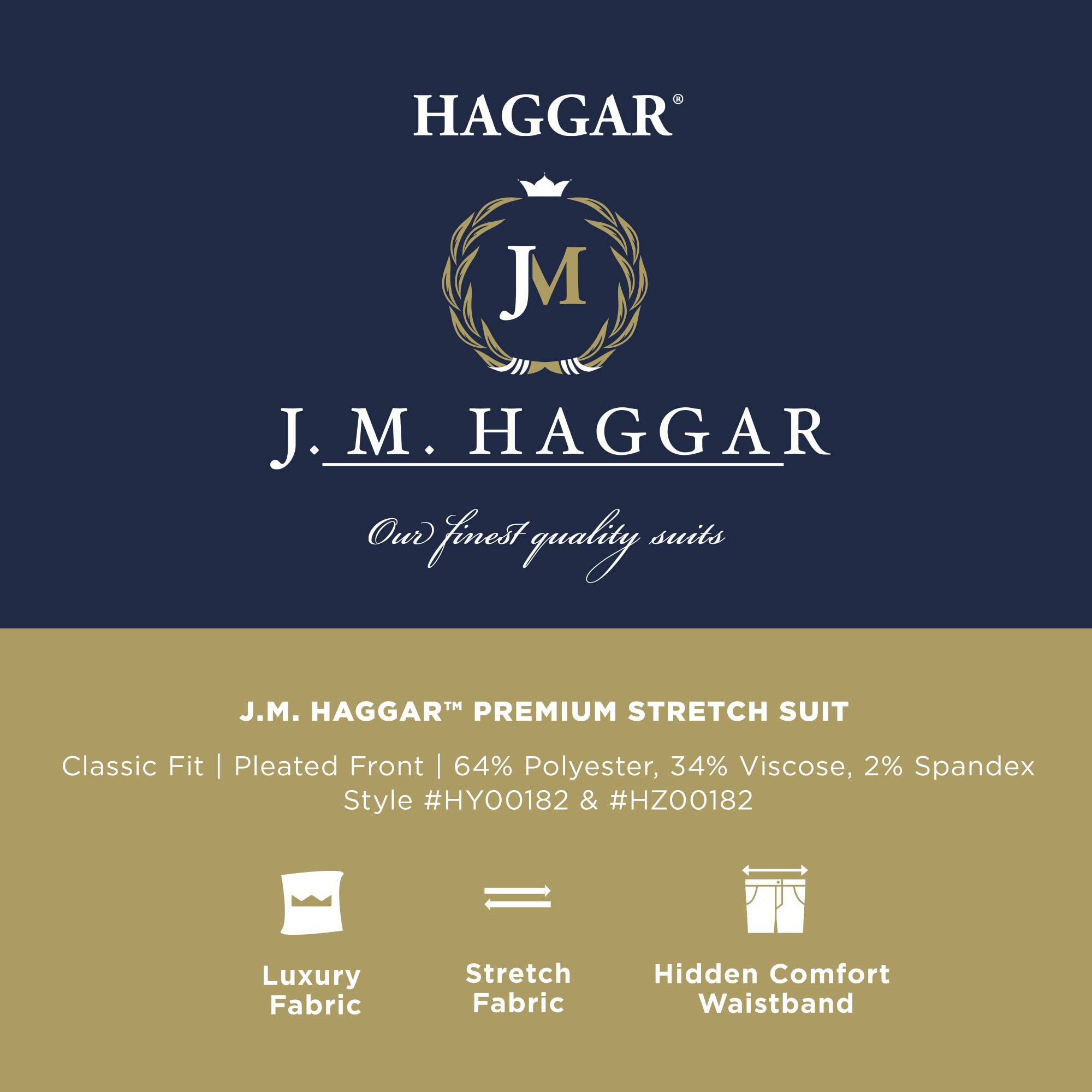 Haggar Men's Premium Stretch Classic Fit Suit Separates-Pants, Black-Jacket, 50 Regular
