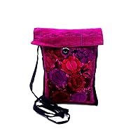 Small Floral Embroidered Slim Lightweight Square Plaid Purse Crossbody Bag - Womens Fashion Handmade Boho Accessories