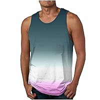 Men's Tank Tops Summer Refreshing and Fashionable New Gradient Color Printed Tank Top Tshirt Tank Top Round Neck Sports Shirt