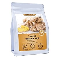 FullChea - Ginger Tea Bags, 50 Teabags, 2g/bag - Premium Ginger Root Tea Bag - Warm & Spicy - Non-GMO - Caffeine-free - Support Digestion & Boost Immunity