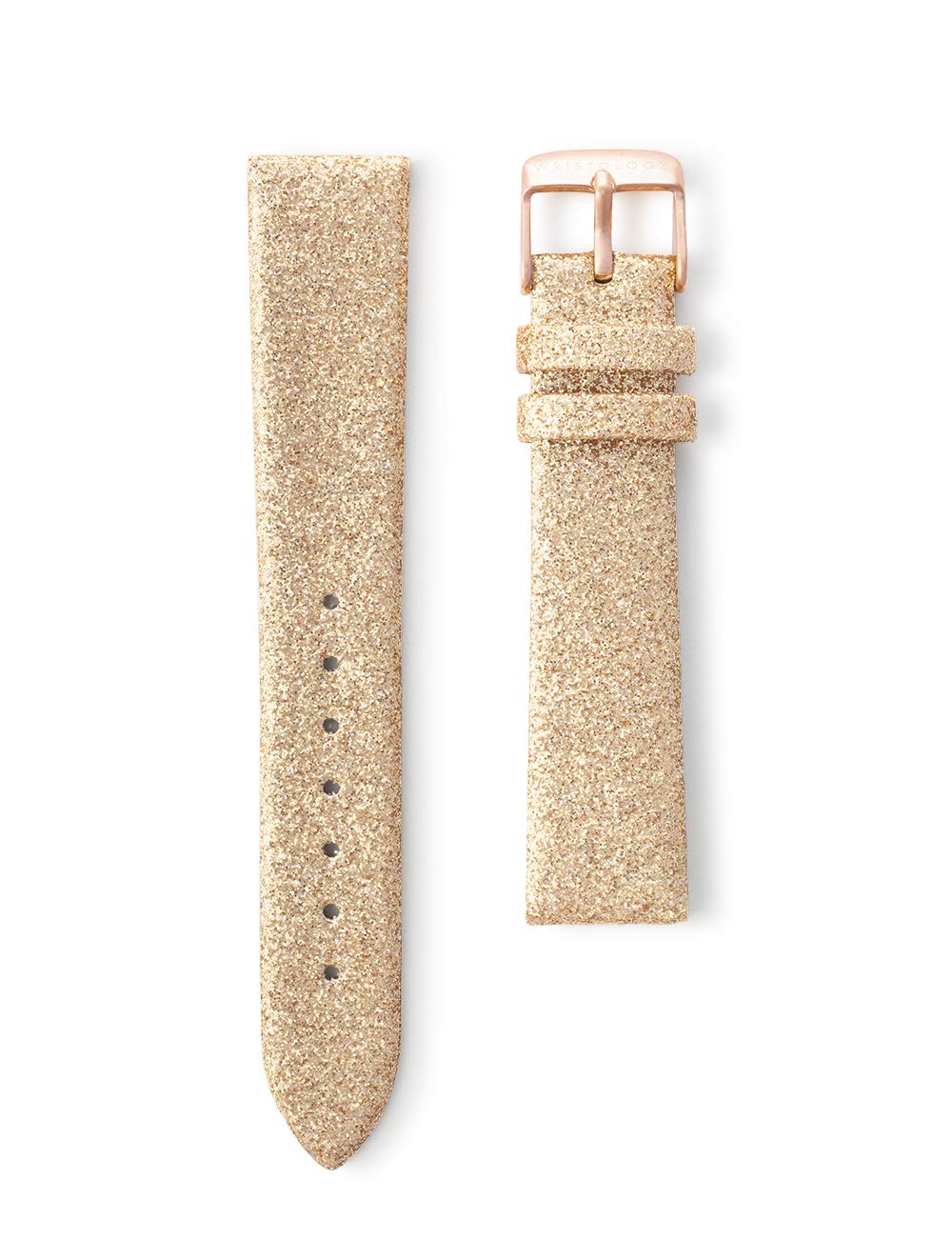 WRISTOLOGY Gold Glitter Leather 18mm Watch Band - Quick Release Easy Change Mens | Womens Strap