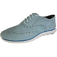 Cole Haan Women Zerogrand Wingtip Oxford Lace Up Shoe, Blue Suede/White, US 11