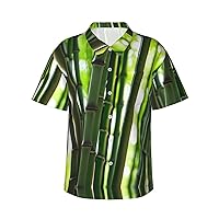 Spring Bamboo Men's Casual Button-Down Hawaiian Shirts â€“ Funky Tropical Summer Outfits â€“ Retro Printed Beach Wear for Men