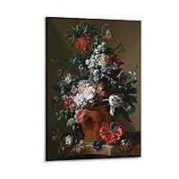 FRTHHEUO Art Poster Jan Van Huysum Works Flowers in Vase Wall Art Canvas Painting Posters And Prints Wall Art Pictures for Living Room Bedroom Decor 08x12inch(20x30cm) Frame-style-1