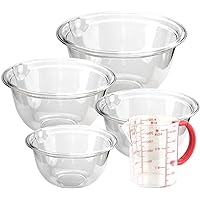 Ball Heat Resistant Cook Bowl, 6.7 inches (17 cm), 7.5 inches (19 cm), 8.3 inches (21 cm), 9.4 inches (24 cm), Measuring Cup Set, Made in Japan