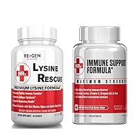 Immune Support & Lysine Rescue Capsules for Stronger Immune Health in Men & Women, Natural Supplement with Zinc, Vitamin C, L-lysine Amino Acid, Oregano Oil, Lips & Skin Health, 120 & 90 Capsules