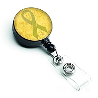 Caroline's Treasures AN1203BR Yellow Ribbon for Sarcoma, Bone or Bladder Cancer Awareness Retractable Badge Reel for Nurses ID Badge Holder with Clip Retractable Employee Badge Holder, Belt Clip, Mult
