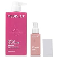 MEDIX Retinol Body Lotion + 3% Hyaluronic Acid Booster Serum Moisturizer 2PC Skin Care Set | Crepey Skin Care Treatment | Retinol Body Cream | Retinol Cream Targets Sagging Crepe Skin & Wrinkles, 2PC