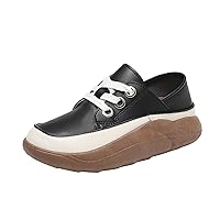 Womens Casual Shoes Fashion Sneakers Walking Shoes Womens Shoes Casual Flat Shoes Leather Surface Pump Lace Up Casual Shoes Womens Casual Dress Shoes Size 8